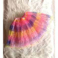 Saia de tule infanto juvenil colorida Menina Unicornio arco iris fantasia carnaval festa haloween danças
