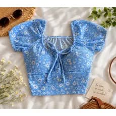 Cropeed Feminino Blusa Ciganinha Com lacinho tecido Anarruga com Bojo tamanho Único Modinha Gringa Verão