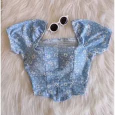 CROPPED CIGANINHA FLORAL COM BOJO  TENDÊNCIA CORSER LANÇAMENTO ESTILO CIGANINHA GRINGA