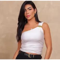 Blusa Feminina Uma Alça Só em Suplex Premium com Bojo Mula manca Tendência 2026 estilo Gringa Moda Blogueira