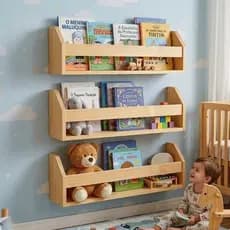 Nicho Prateleira 50cm em Madeira Pinus para livros infantis, Porta Temperos, Bebidas e Decoração/ Quarto/ Sala/ Cozinha