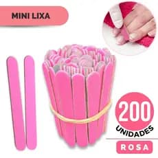 200 Lixas Rosa Unha Mini Descartáveis Manicure Pedicure Profissional 8 cm Linha Premium