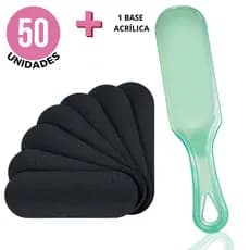 50 Lixas Pés Refil Descartável + 1 Base Suporte Acrílico Profissional Pedicuro Auto Colante Adesivo