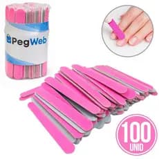 100 Lixa Unha Descartável Manicure Pedicure Profissional 8 cm Salão Mimo Brinde Cutícula PEGWEB