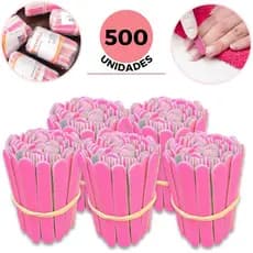 500 Lixas Unha Mini Descartáveis Manicure Pedicure Salão Mimo Outubro Rosa Profissional Atacado