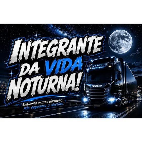 Bandeira  90x65 cm com 4 Ilhós  Qualidade para Caminhão,  INTEGRANTES DA VIDA NOTURNA
