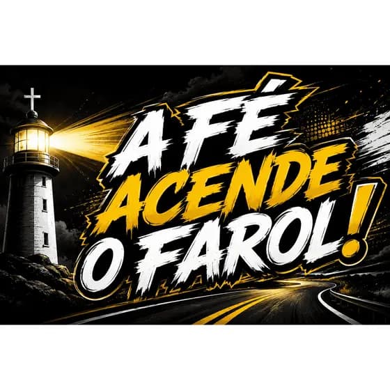 Bandeira  90x65 cm com 4 Ilhós  Qualidade para Caminhão,  A FÉ ACENDE O FAROL