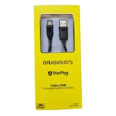 Cabo Usb iPhone Carregamento e Dados Starplug - Preto cabo USB para iPhone IOS