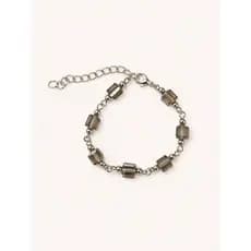 Pulseira Feminina Delicada De Cristal Fumê Geométrica Ajustável Estilo Coreano Minimalista Prateada blogueira