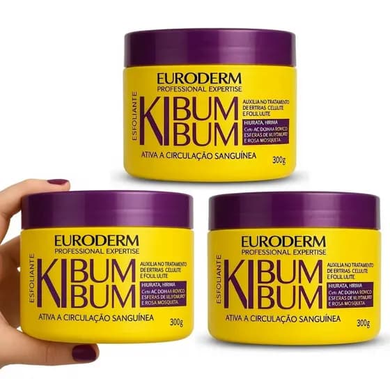 Esfoliante Kibumbum 300g Tratamento Celulite Estria e Foliculite Rosa Mosqueta Euroderm