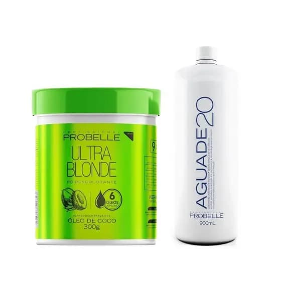 Combo Clareamento Nutritivo Probelle: Pó Descolorante Óleo de Coco 300g + Ox 20 900ml