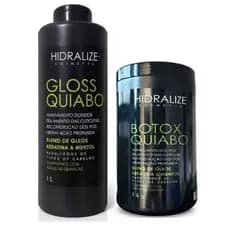 Kit Progressiva Gloss Quiabo 1L + Botox Capilar Quiabo 1kg Hidralize Alinhamento Térmico
