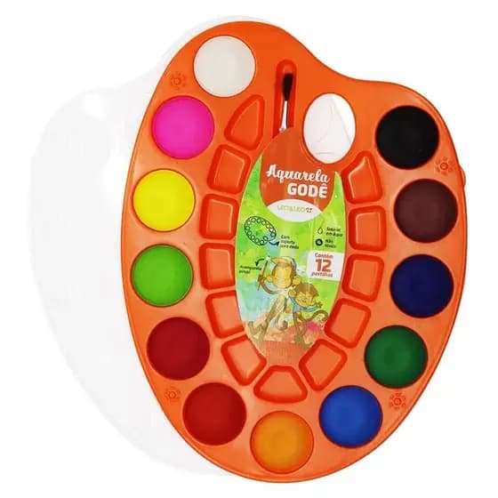 Aquarela Gode 12 Cores Estojo Com Pincel Leo e Leo