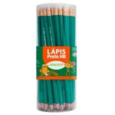 Lápis Grafite Hb Verde Sextavado com Borracha Pote 72 unidades Leo e Leo