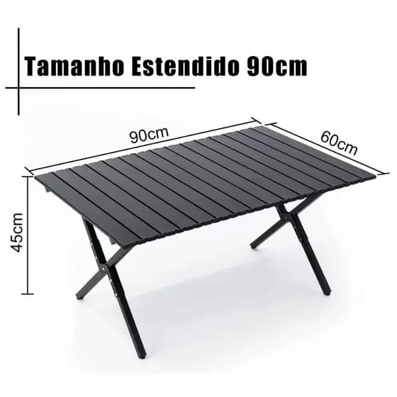 Mesa  Dobrável para Camping, Praia, Jardim,  Material de Aço, Cor PRETA
