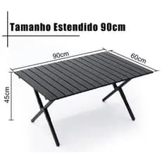 Mesa  Dobrável para Camping, Praia, Jardim,  Material de Aço, Cor PRETA