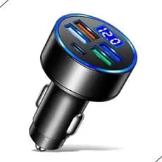 Carregador De Carro Turbo 250W 12v Para 5 Portas Carga Rápida Turbo1 USB-C 2 USB 2.0