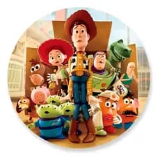 Painel Toy Story Redondo 50x50 Woody Jessie Buzz C/ Elástico 150x150cm