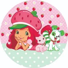 Capa Painel Redondo Festa Tecido com Elástico Morangos Tema Doce Aniversário Menina 50x50cm