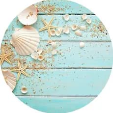 Painel Redondo Praia Conchas 50x50cm Tecido Com Elastico
