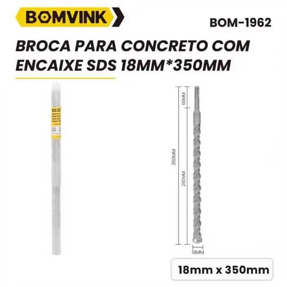 Kit Brocas Concreto SDS Plus 18x350mm Atacado 3 5 10 Peças