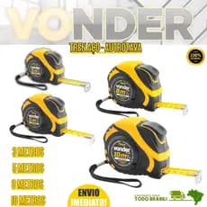 Trena Profissional Emborrachada De Aço 10m 8m 5m 3m Autotrava Reforçada Com Trava - VONDER PLUS