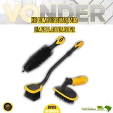Kit Limpeza Automotiva Com 3 Peças Para Pneus Rodas e Caixa Vonder Resistente Oferta Carro Moto Top