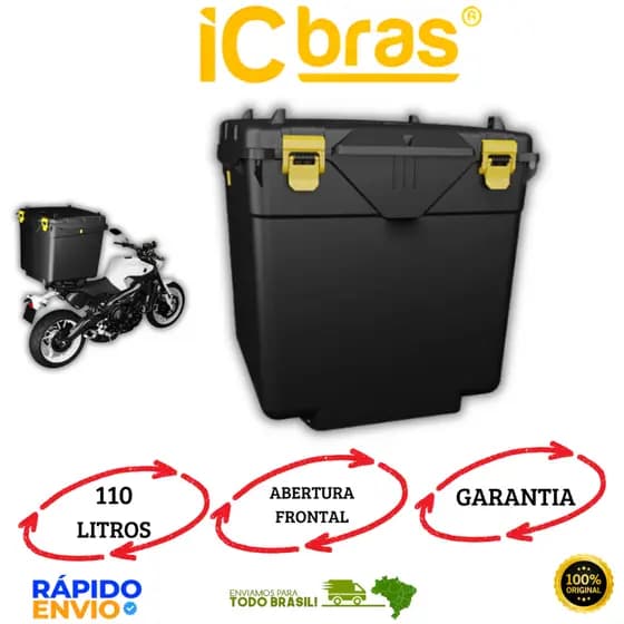 Baú Para Entrega Motoboy Abertura Frontal E Superior 110 Litros Caixa Para Moto ICBRAS Resistente