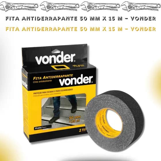 Fita Antiderrapante 50 mmx15m Pisos Degraus Rampas Escadas Skates Vonder