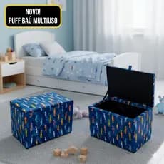 Puff Baú Suede/Corino médio