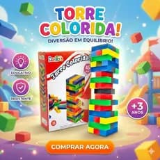 Jogo Torre Colorida Caiu Perdeu 45 Peças Infantil Crianças