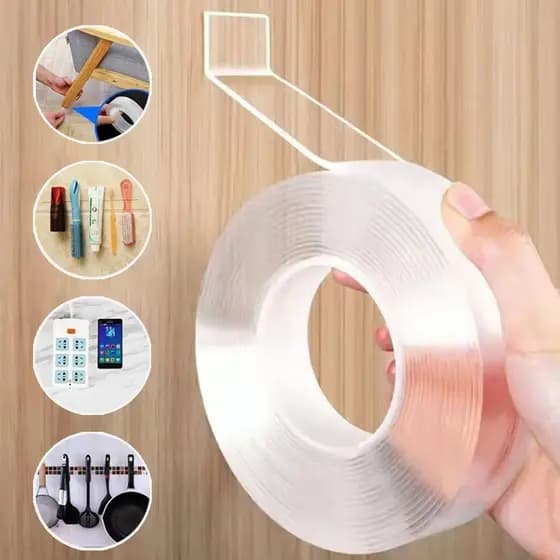 Kit De 2 Fita Dupla 3M Face Extra Forte Transparente NanoGel Silicone Mágica Adesiva Cola Parede Móvel Porta Lucky Bazar