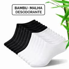 Kit com 5 pares de meias invisíveis de fibra de bambu finas respirável antiodor e absorventes