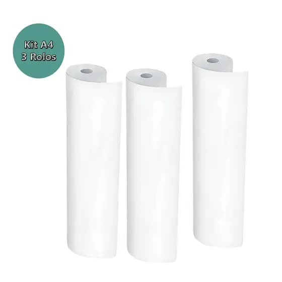 Kit 3 Rolos de Papel Térmico A4 para Impressoras Termicas Peripage PocketJet Brother