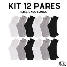 Kit Até 12 Pares de Meia Cano Alto
