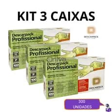 Kit Até 3 Luva de Látex Descartável com Pó Resistente 100 a 300 unidades