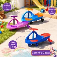 Carrinho Ginga Infantil 360° com LED Sem Pedal Suporta Até 100kg Diversão e Segurança.