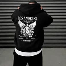 Blusa Moletom Masculino Los Angeles Streetwear Hoodie Canguru Estampado