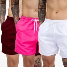 Kit 3 Short Tactel Praia Mauricinho Bermuda Verão Masculino