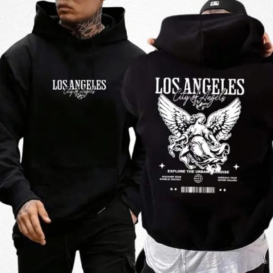Moletom Canguru Los Angeles Blusa Frio Flanelado Streetwear