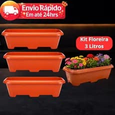 Vaso Floreira Resistente Jardineira Marrom 3 Litros Horta Mudas Cactos Suculentas Ervas - Jogos de 4 e 6 Unidades
