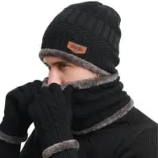 Kit Inverno Completo Touca Forrada + Luva Touch +  Protetor de Pescoço Unissex