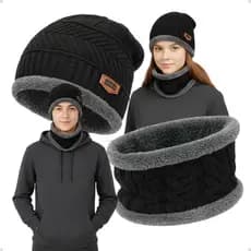 Touca Infantil Juvenil com Cachecol – Inverno Quentinho e Estiloso