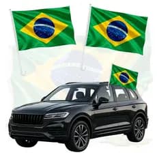 Kit 2 Bandeira Brasil Torcida Carro Haste Copa Do Mundo 30x20