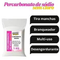 Percarbonato de sódio Puro 100%  Saco de 1 kg Produto Original Tira mancha de roupas brancas Clareador de Tecidos