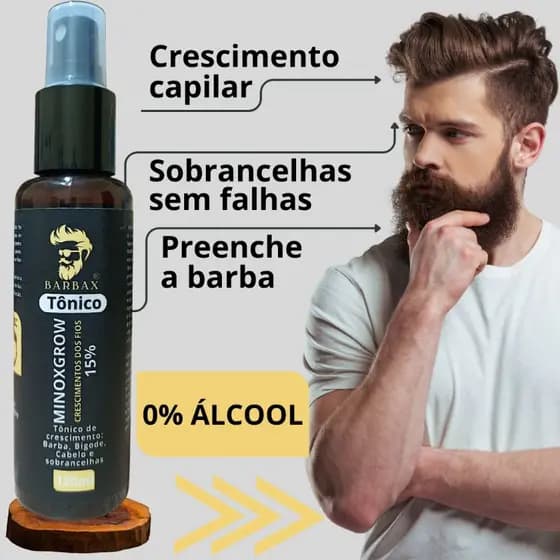 Tônico Capilar Minox Grow - Crescimento de Cabelo, Barba, Bigode e Sobrancelhas | Com Biotina, Café, Alecrim e Jaborandi