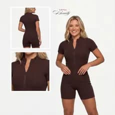 Macaquinho Feminino Verão Canelado Moda Gringa Virginia Premium