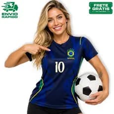 Camisa Camiseta BABY LOOK Feminina do BRASIL Modelo 2026 AZUL OU AMARELA