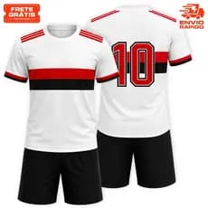 Conjunto Kit Camisa + Short de Futebol Infantil ou Juvenil do Fl@m&ngo Time Masculino Menino