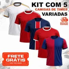 Kit com 3 ou 5 Camisas de Futebol Masculina Time Nacional Internacional ou Europeu | DIVERSOS TIMES